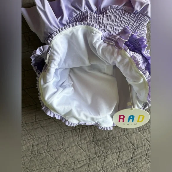 NWT Rad Swimwear Saidee Lilac Smocked Peplum Tankini Bathing Suit Top M Bottom L - Picture 8 of 15